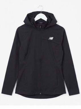 New Balance Women's Black Hooded Windbreaker Rain Jacket Sz Small / Read DESC
